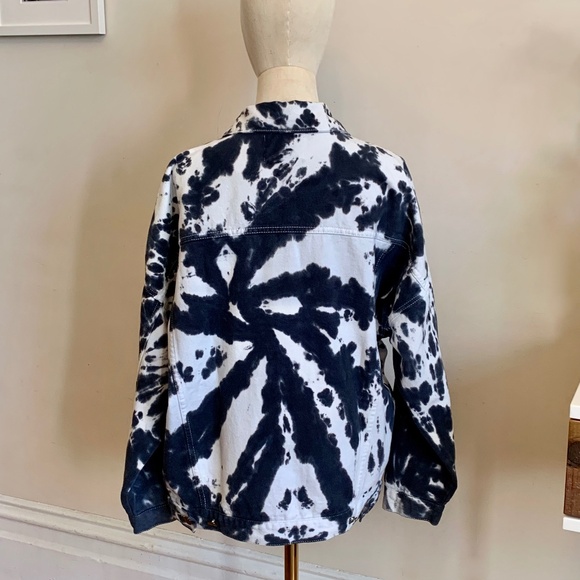 Worthy Threads Tie Dye Denim Boyfriend Trucker Jacket Size S - Picture 2 of 12